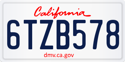 CA license plate 6TZB578