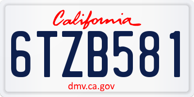 CA license plate 6TZB581