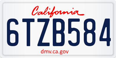 CA license plate 6TZB584