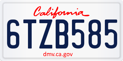 CA license plate 6TZB585