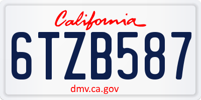CA license plate 6TZB587