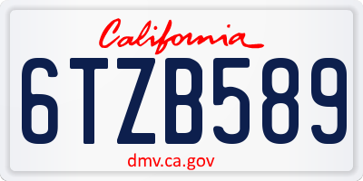 CA license plate 6TZB589