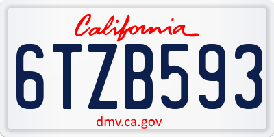 CA license plate 6TZB593