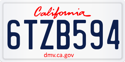 CA license plate 6TZB594