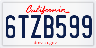 CA license plate 6TZB599