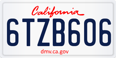 CA license plate 6TZB606
