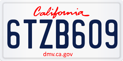CA license plate 6TZB609