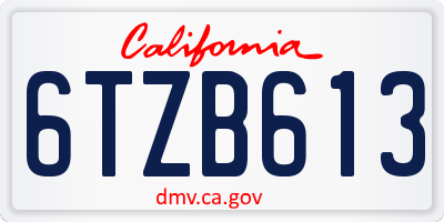 CA license plate 6TZB613