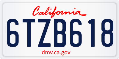 CA license plate 6TZB618