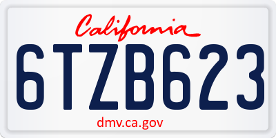 CA license plate 6TZB623