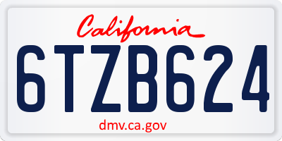 CA license plate 6TZB624