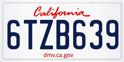 CA license plate 6TZB639