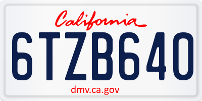 CA license plate 6TZB640