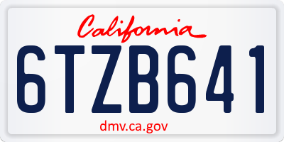 CA license plate 6TZB641