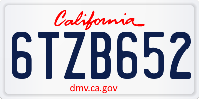 CA license plate 6TZB652