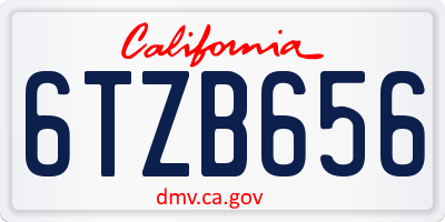 CA license plate 6TZB656