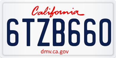 CA license plate 6TZB660
