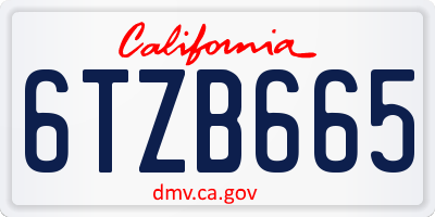 CA license plate 6TZB665