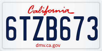 CA license plate 6TZB673
