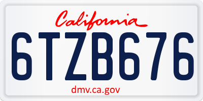 CA license plate 6TZB676