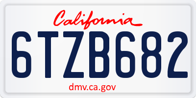 CA license plate 6TZB682