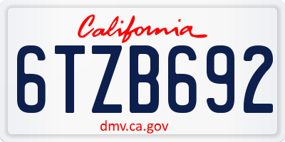 CA license plate 6TZB692