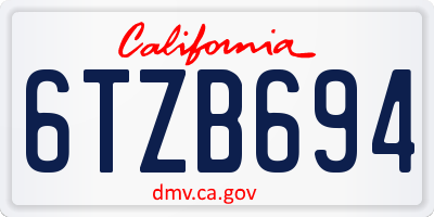 CA license plate 6TZB694