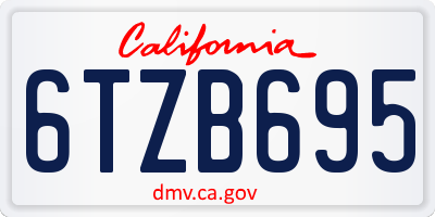 CA license plate 6TZB695
