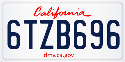 CA license plate 6TZB696