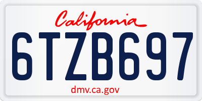 CA license plate 6TZB697