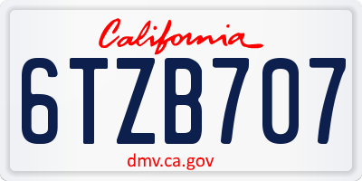 CA license plate 6TZB707