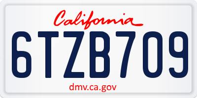CA license plate 6TZB709