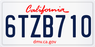 CA license plate 6TZB710