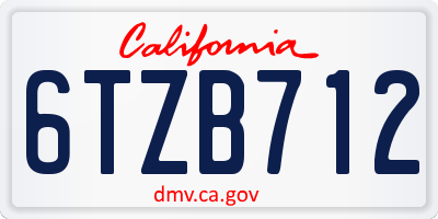 CA license plate 6TZB712
