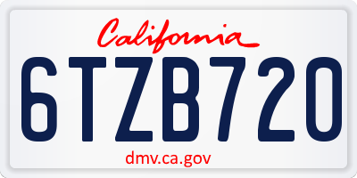 CA license plate 6TZB720