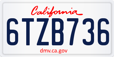 CA license plate 6TZB736
