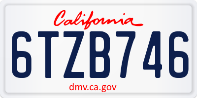 CA license plate 6TZB746