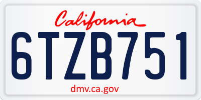 CA license plate 6TZB751