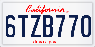 CA license plate 6TZB770