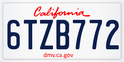 CA license plate 6TZB772