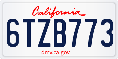 CA license plate 6TZB773