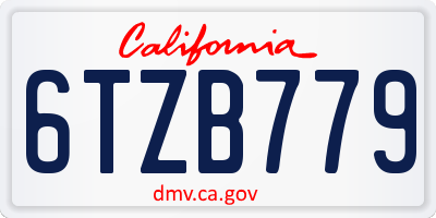 CA license plate 6TZB779