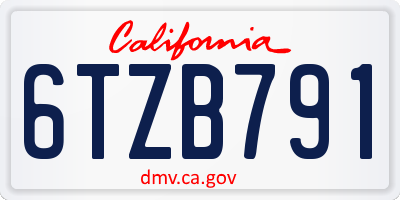 CA license plate 6TZB791