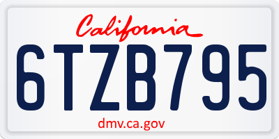CA license plate 6TZB795
