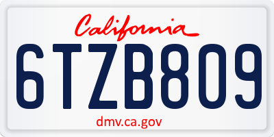 CA license plate 6TZB809