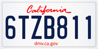 CA license plate 6TZB811