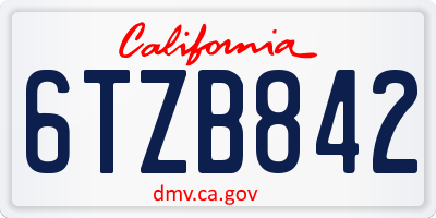 CA license plate 6TZB842