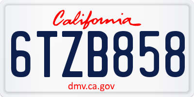 CA license plate 6TZB858