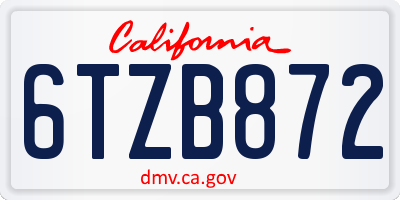 CA license plate 6TZB872