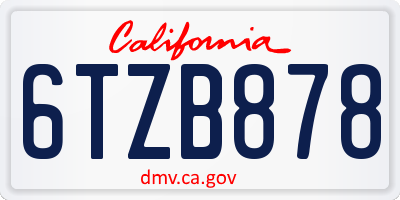 CA license plate 6TZB878